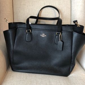 Black coach leather diaper bag